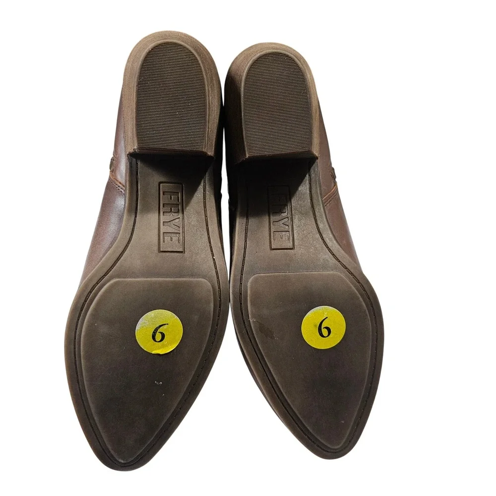Frye Judith Double Zip Brown‎ Leather Almond Toe Ankle Booties Size 9M
